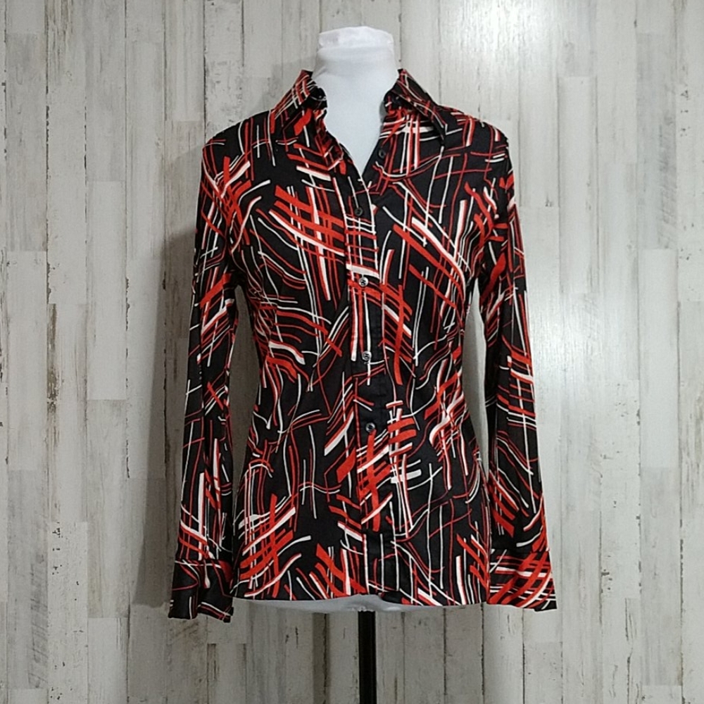 rrrruss Black and Red Long Sleeve Blouse